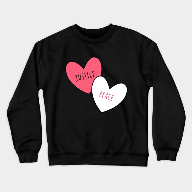 Justice Peace Love Crewneck Sweatshirt by radiogalaxy